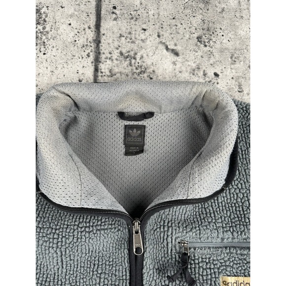 Adidas Deep Pile Fleece Zip Up Size Large Thick Heavyweight - Picture 2 of 9